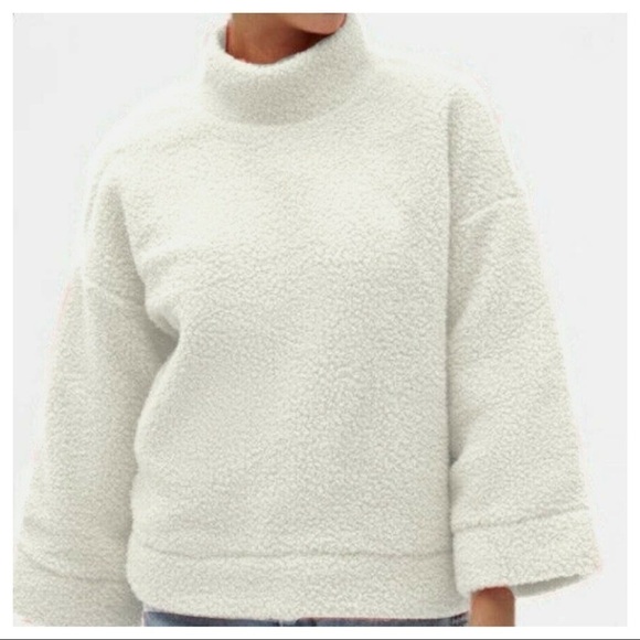 Gap Body Sherpa Mock Neck Ivory Pullover Size S/P - Picture 1 of 13
